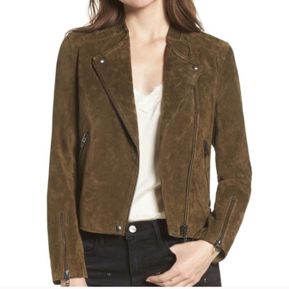 BLANK NYC SUEDE LEATHER MOTO JACKET CHOCOLATE BROWN M - Picture 6 of 6